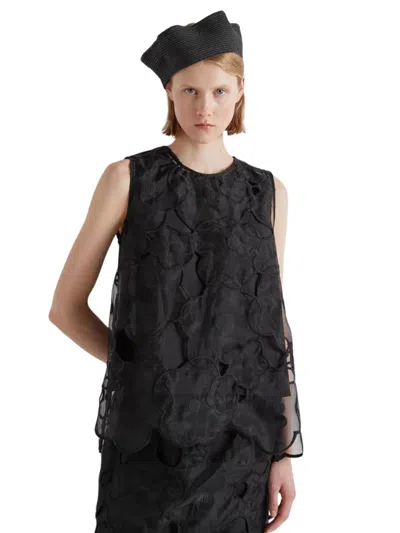 Meimeij Blue Woman  With Organza Layer In Black