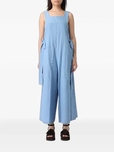 Meimeij Bow-detail Sleeveless Jumpsuit In Blue