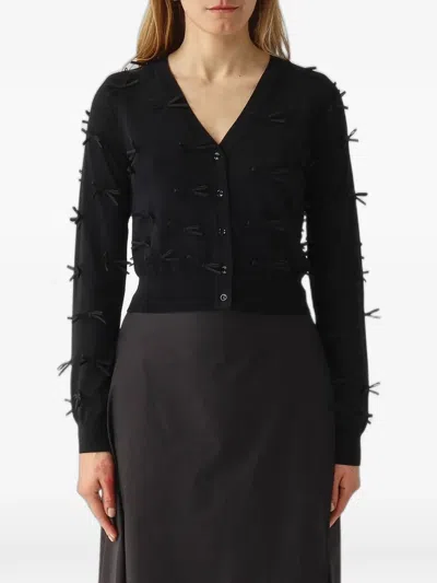 Meimeij Bow-embellished Cardigan In Black