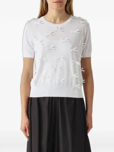 Meimeij Bow-embellished T-shirt In White