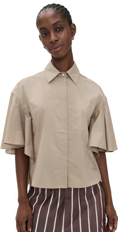 Meimeij Boxy Flared Short Sleeve Shirt Corda In Brown