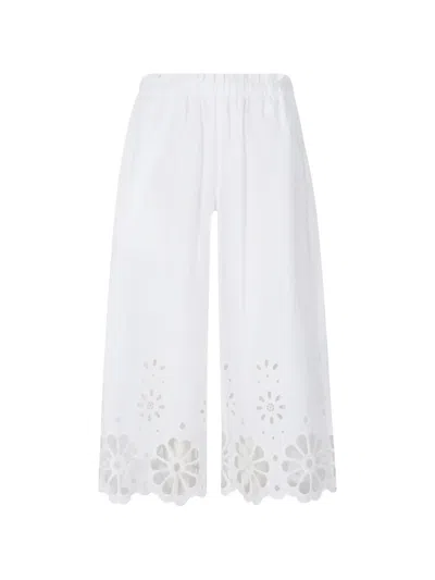 Meimeij Broderie-anglaise Elasticated-waist Trousers In White