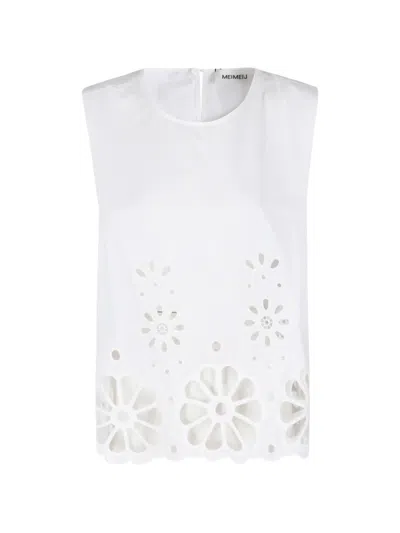 Meimeij Broderie-anglaise Sleeveless Blouse In Multi