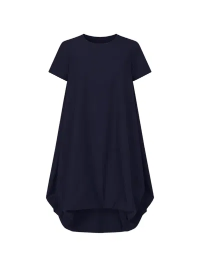 Meimeij Bubble-hem Short-sleeve Midi Dress In Blue