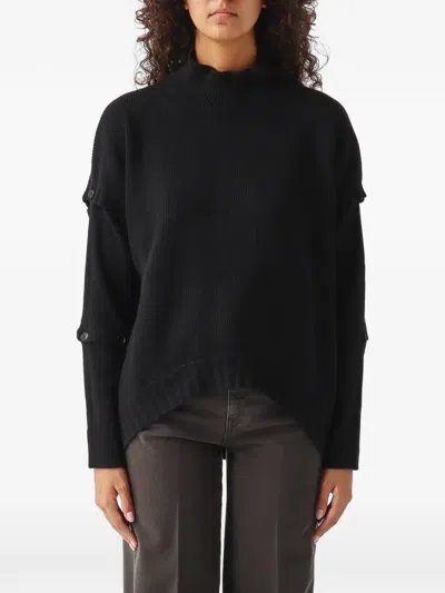 Meimeij Button-detail Ribbed-knit Sweater In Black