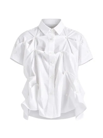 Meimeij Button-embellished Draped Shirt In White