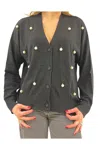 Meimeij Cardigan Woman  With Details With Pearls In Gray