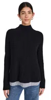 Meimeij Combo Fabric Sweater Nero/white In Nero/white