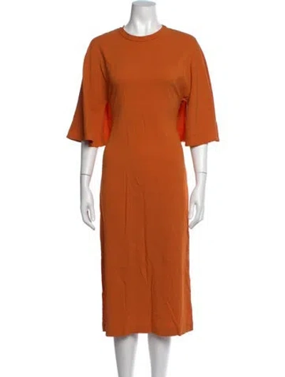 Pre-owned Meimeij Crew Neck Midi Length Dress In Orange