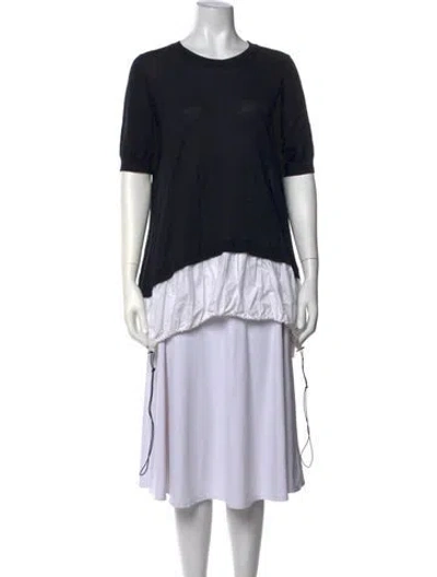 Pre-owned Meimeij Crew Neck Short Sleeve Top In Black