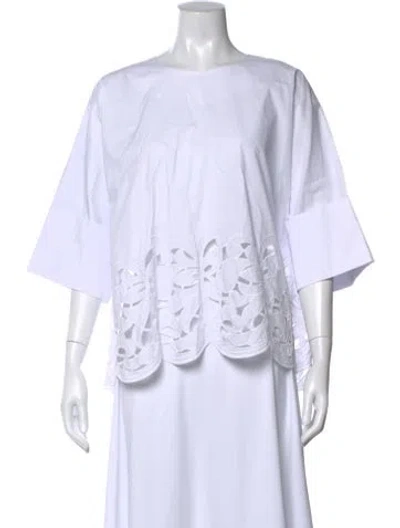 Pre-owned Meimeij Crew Neck Short Sleeve Top In White