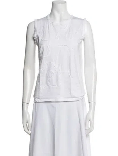 Pre-owned Meimeij Crew Neck Sleeveless Top In White