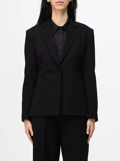 Meimeij Cropped Single-breasted One-button Viscose Blend Blazer In Black