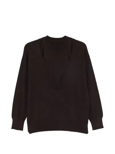 Meimeij Cut-out Layered Sweater In Brown