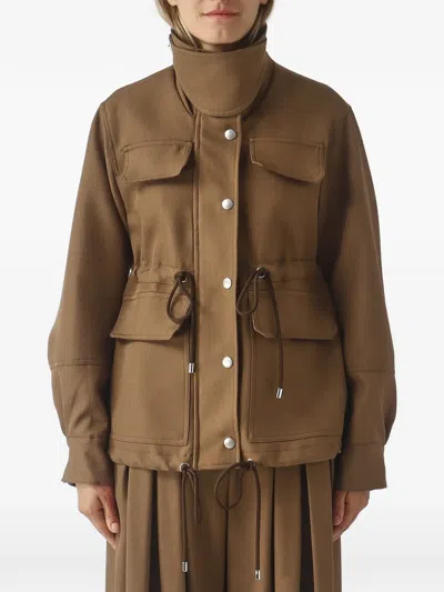 Meimeij Drawstring-waist Pocket-detail Jacket In Brown