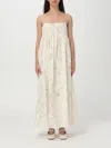 Meimeij Woman Midi Dress Cream Size 6 Polyamide, Polyester, Cotton In Milk