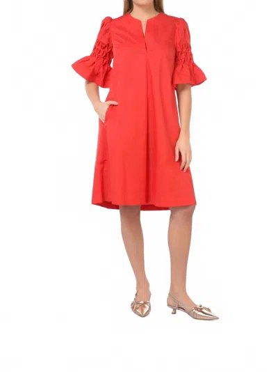 Meimeij Dress With Calla Sleeve In Red