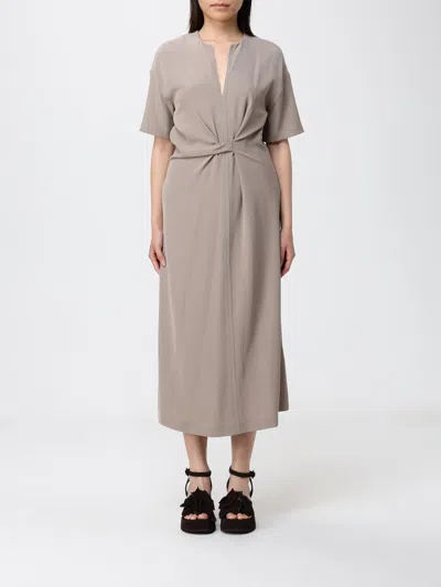 Meimeij Crepe Midi Dress  In Gray