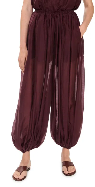 Meimeij Elastic Waist Oversized Balloon Pants Sangria In Red