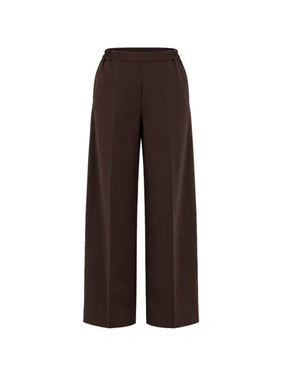 Meimeij Elasticated Wide-leg Trousers In Brown