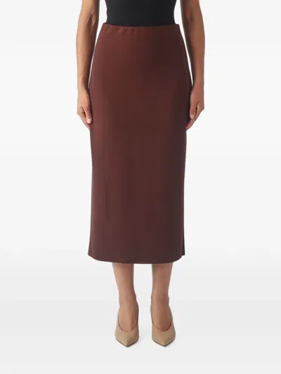 Meimeij Elasticated-waistband Midi Skirt In Brown
