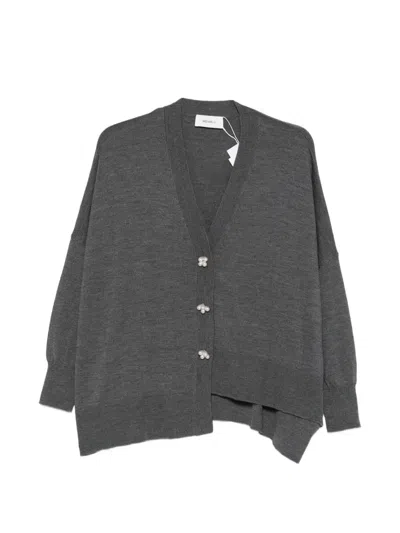 Meimeij Faux-pearl-embellished Cardigan In Gray