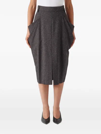 Meimeij Flecked-effect Draped Midi Skirt In Multi
