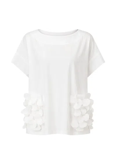 Meimeij Floral-appliqué Boat-neck T-shirt In White