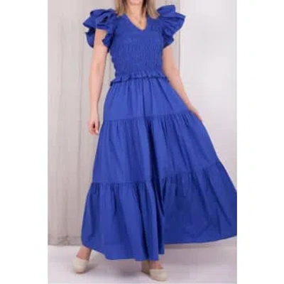 Meimeij Frill Sleeve Dress In Lapis Blue