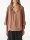 GATHERED V-NECK BLOUSE