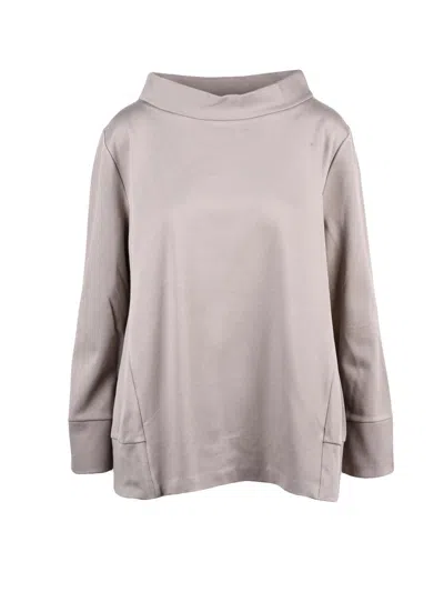 Meimeij Grey Flared Boat Neck Lightweight Sweatshirt In Purple