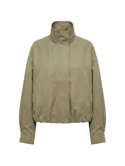 Meimeij High-neck Elasticated-hem Jacket In Gray