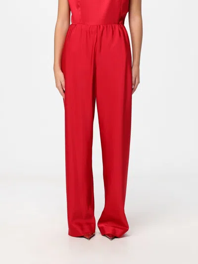 Meimeij High-waisted Crêpe Palazzo Trousers With Elastic Waistband In Red