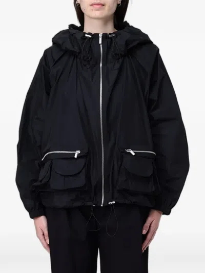 Meimeij Hooded Zip-up Jacket In Black