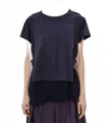 Meimeij Layered Blouse With Side Buckles In Navy In Black