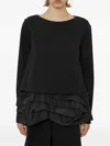 Meimeij Layered Ruffled Top In Black