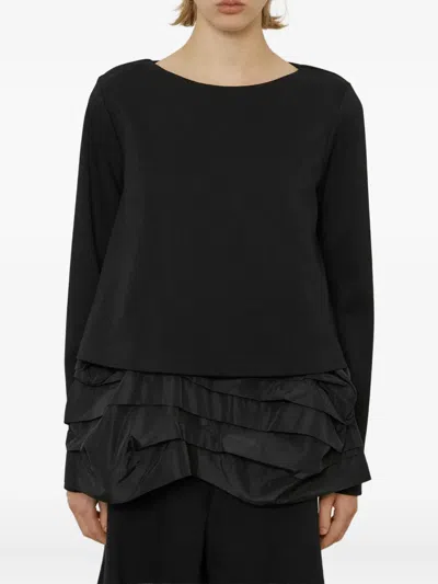 Meimeij Layered Ruffled Top In Black