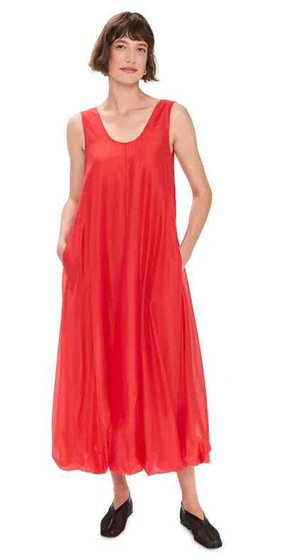 Meimeij Long Balloon Dress Coral In Red