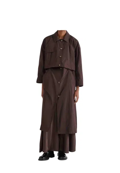 Meimeij Long Detachable Trench Woman  With Buttons In Brown