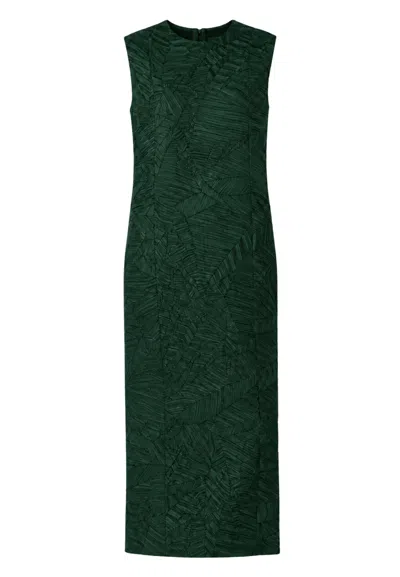 Meimeij Long Dress Straight Line Pleated In Green