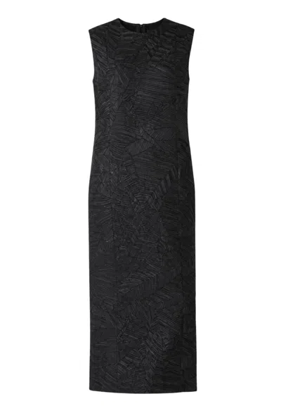 Meimeij Long Dress Straight Line Pleated  In Black