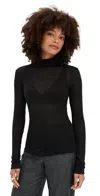 Meimeij Long Sleeve Fitted Jersey Lana Turtleneck Black In Black