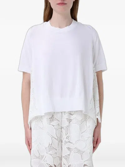 Meimeij Macramé-panel T-shirt In White