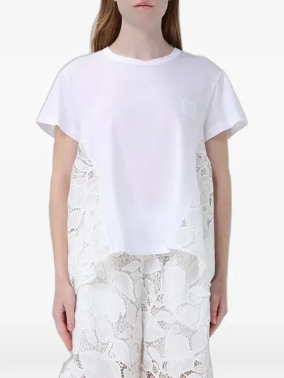 Meimeij Macramé-panelled T-shirt In White