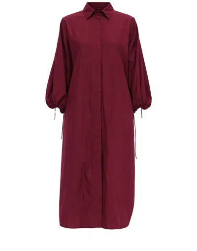 Meimeij Oversized Cotton Brandy Red Women's Dress In Burgundy