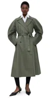 Meimeij Oversized Trench Coat With Round Sleeves Mility In Green