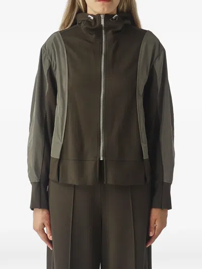 Meimeij Panelled Hooded Jacket In Green