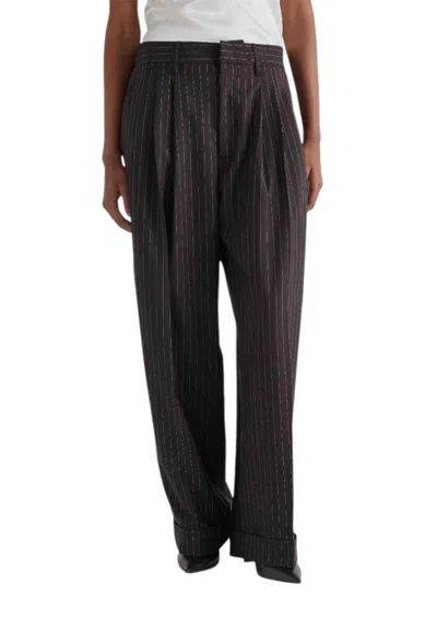 Meimeij Pants With Pences Woman  Gessato In Brown