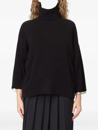Meimeij Pearl-embellished Roll-neck Sweater In Black