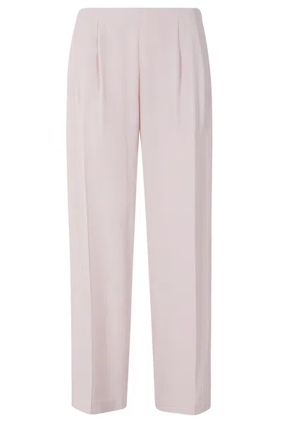 Meimeij Pink Double Darts Elastic Waistband Polyester Wide-leg Pants